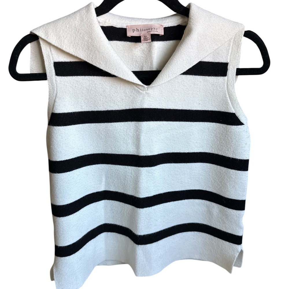 Philosophy Black and White Striped Knit Top
